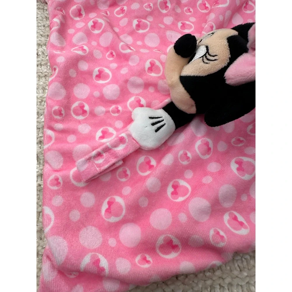 Disney Baby Minnie Mouse Lovey Security Blanket Pink‎ Polka Dot Plush Kids Toy